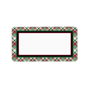 Druckadresse für Karierte Blank Holiday DIY, rot/g Adressaufkleber
