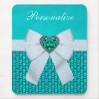 Druckaquamarine-Herz-Imitat-Juwel u. Bogen