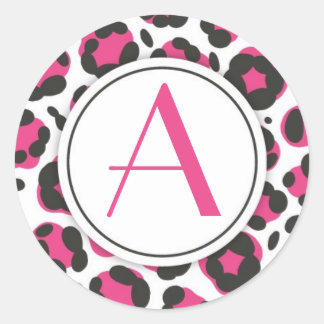 Druckaufkleber für die Monogramm-Aufkleber in rosa Runder Aufkleber