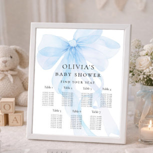 Druckbare Blaue Schleife Baby Shower Sitzplan Poster