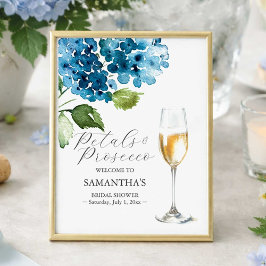 Druckbare Blumenblätter und Prosecco-Brautparty-Sc Poster