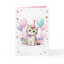 Druckbare Dankeskarten zum Geburtstag für Katzenli