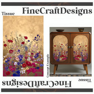 Druckbare Fantasy-Blumen Gold Hintergrund Rechts 1 Seidenpapier