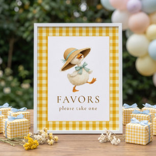 Druckbare Gans Gelb Gingham Geschenke Baby-Party Poster