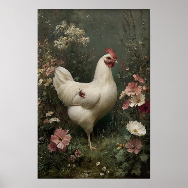 Druckbare Hühnerblumen, Ostern Cottagecore Poster (Vorne)