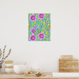 Druckbare nahtlose Blume Aquarellmalerei Poster