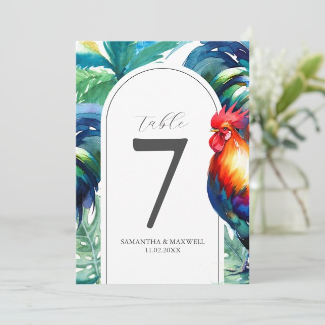 Druckbare Tischnummer Watercolor Key West Inspirie (Stehend Vorderseite)