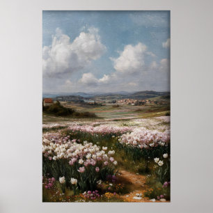 Druckbare Tulpen-Wandkunst, Antike Frühlingsblume Poster