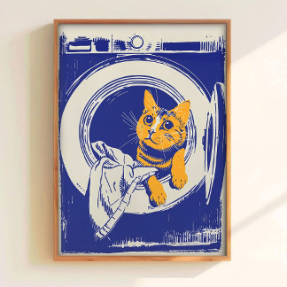 Druckbare Wäsche Wandkunst Lustiges Poster Katze i