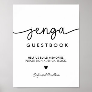 Druckbares Hochzeit Jenga Gästebuch Schild