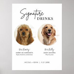 Druckbares Hundesignaturgetränk Hochzeitsbar-Schil Poster