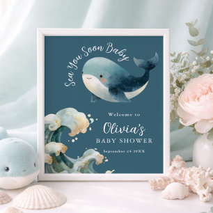 Druckbares Meer Wir sehen uns bald Wal Baby Shower Poster