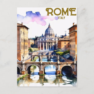 Druckbares Rom Italien Kolosseum Reise Kunst Vinta Postkarte