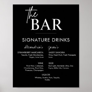 Druckbares schwarzes Hochzeits-Signature-Drinks-Ba Poster
