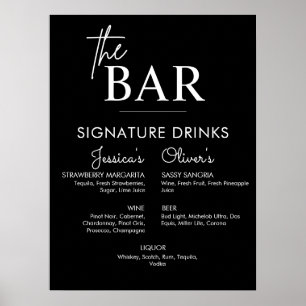 Druckbares schwarzes Hochzeitsschild für Signature Poster
