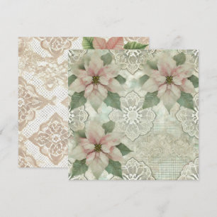 Druckbares Shabby Chic Poinsettia & Lace Scrapbook Einladung