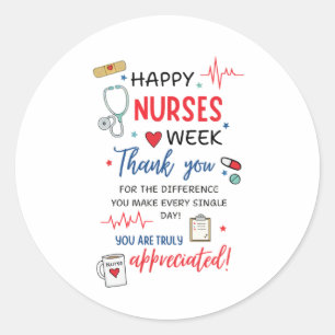 Druckbares Zeichen für die Krankenpflegerwoche, We Runder Aufkleber