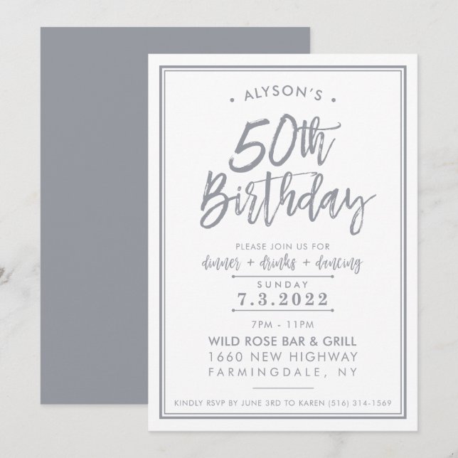 DRUCKBESTELLUNG für Alyson - 50. Geburtstag  Einladung (Vorne/Hinten)