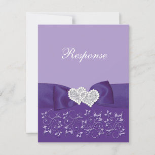DRUCKbogen lila weiße Blumenhochzeits-Antwort C RSVP Karte
