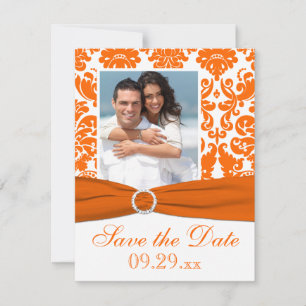 DRUCKBON Orange Damask Foto Save the Date