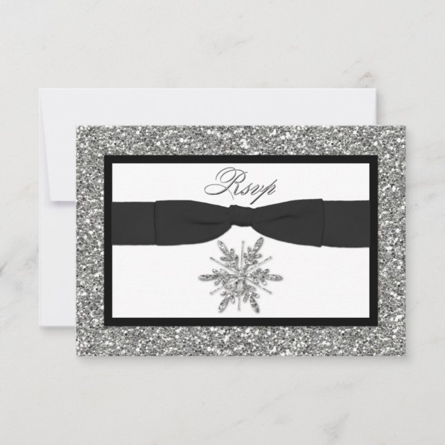 DRUCKBOW-Glitzer SEHEN Snowflake Rsvp-Karte RSVP Karte (Vorderseite)