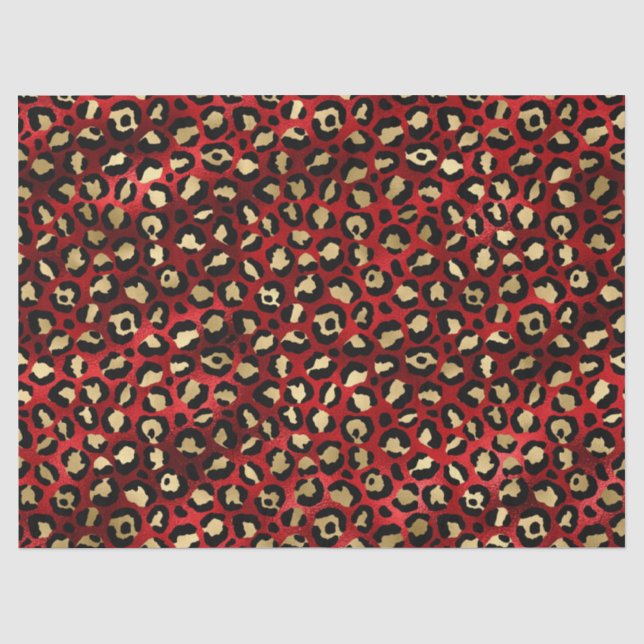 Druckdekus aus Rot- und Goldleopard Seidenpapier (Vorderseite)
