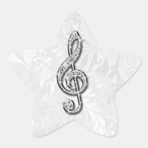 Druckdiamant-Musiknote-Blumendamast Stern-Aufkleber