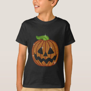 Druckdiamante de imitación Jackolantern Kürbis T-Shirt