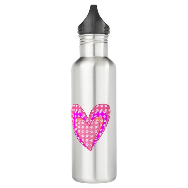 Drucke auf Hunde und rosa Herzen Edelstahlflasche (Links)