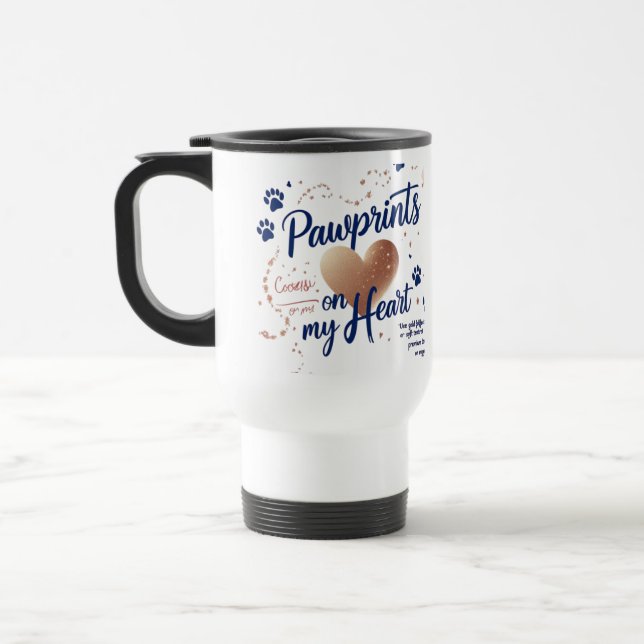 Drucke auf meinem Herz - Pet Lover Travel Mug Reisebecher (Links)
