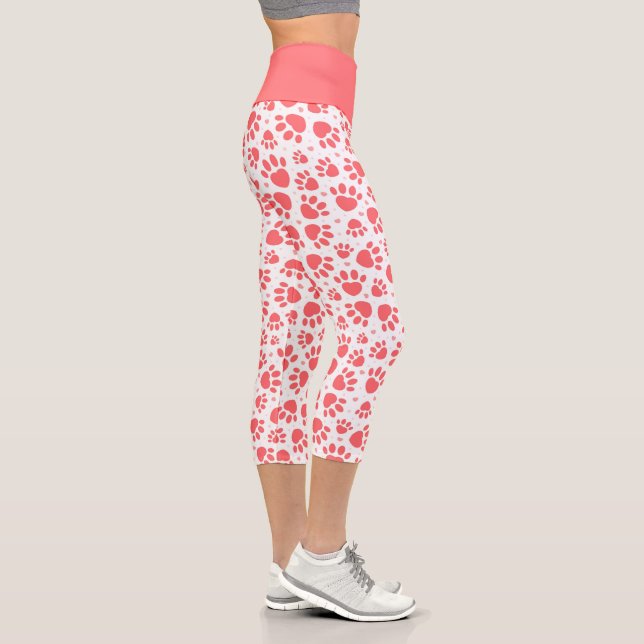 Drucke aus niedlichen Korallen und Weißherz Capri Leggings (Rechts)
