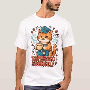 Drücke dich aus Katze Barista Kaffee Kunst T-Shirt