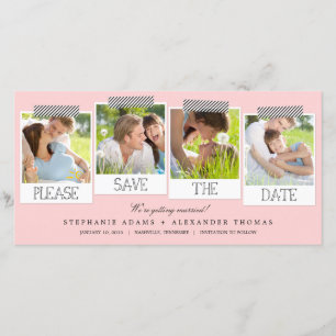 Drucke Save the Date Foto Cards - Rosa