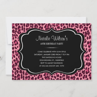 Druckeinladungen aus rosa Leopard Einladung