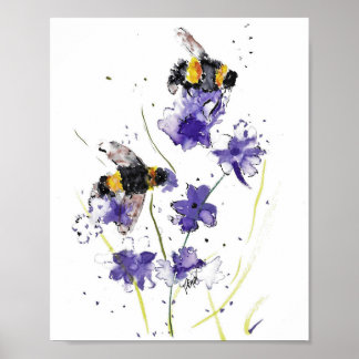 Drucken der ursprünglichen Aquarellfarbe von Biene Poster