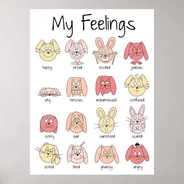 Drucken, Emotionen, Gefühle, Rosa Poster (Vorne)
