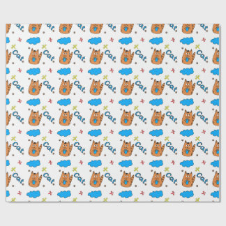 Drucken mit einer niedlichen Katze im Cartoon mit  Geschenkpapier