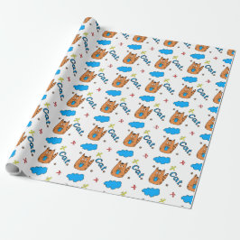 Drucken mit einer niedlichen Katze im Cartoon mit  Geschenkpapier