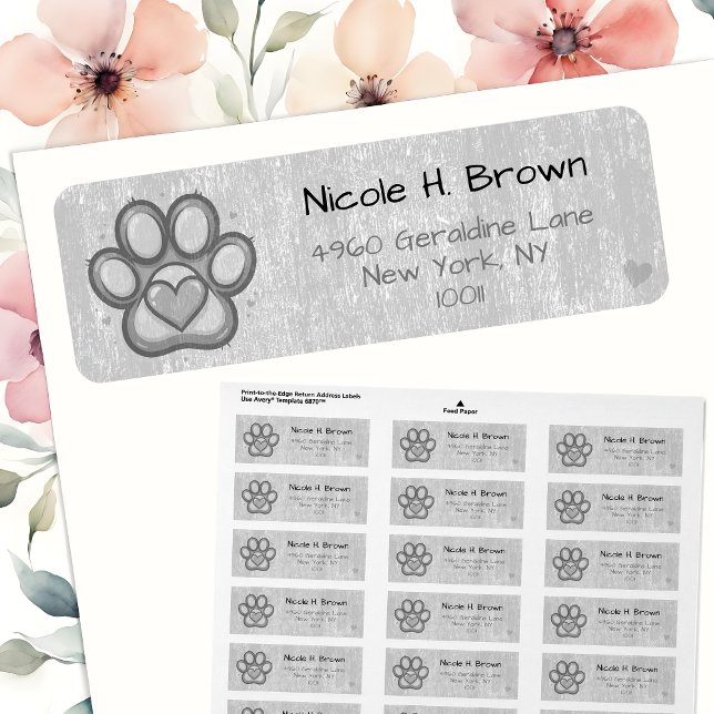 Drucken mit Herz-Rücksendeadressen-Aufklebern in G (🐾 Elegant labels for pet lovers’ mail! 💌)
