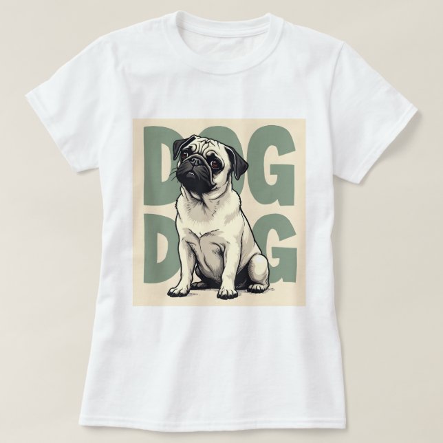 Drucken mit Mops T - Shirt (Design vorne)