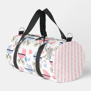 Drucken Nähen Tasche Duffel Pink & Blau Elefant