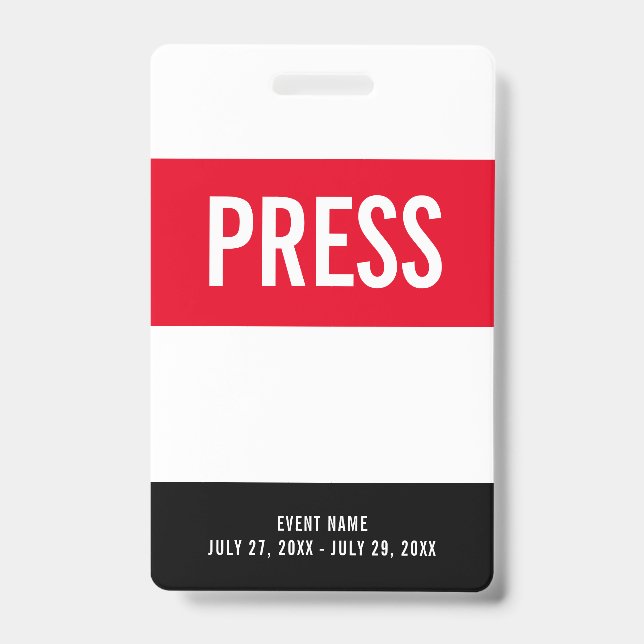 Drücken Sie das Abzeichen All Access Pass Red Whit Ausweis (Vorderseite)