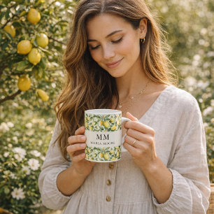 Drücken Sie die Tageslemonen-Monogramm Kaffeetasse