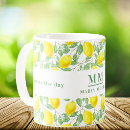 Drücken Sie die Tageslemonen-Monogramm Kaffeetasse
