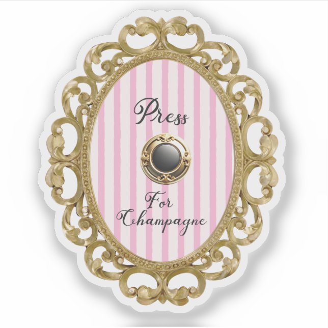 Drücken Sie für Champagner Rosa Gold Barock Luxus  Aufkleber (Vorderseite)