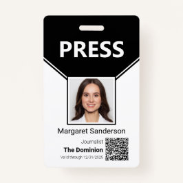 Drücken Sie ID mit Foto und QR Code Abzeichen. Ausweis