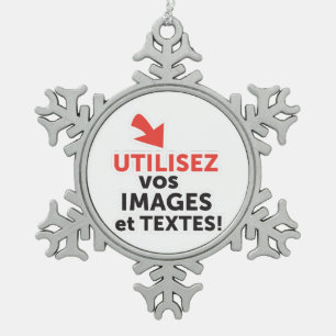 Drucken Sie Ihre Designs online auf Französisch Schneeflocken Zinn-Ornament