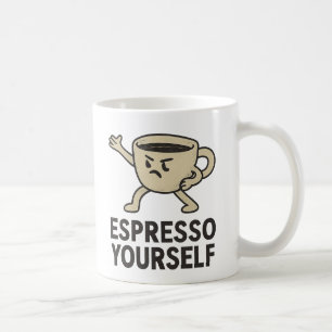 "Drücken Sie sich aus" Lustiger Kaffee-Wortwitz Ca Kaffeetasse