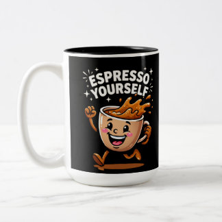 Drücken Sie sich selbst lustig aus Kaffee-Witz Hüb Zweifarbige Tasse