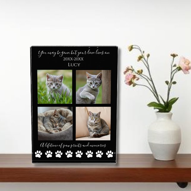 Drucken und Erinnerungen nach Maß für eine Katze Fotoblock (Paw Prints & Memories-Custom Pet-Cat Photo Block- black background)